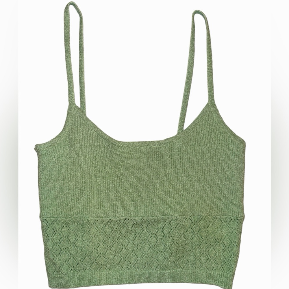 Green Small Cropped Top Cami Textured Pattern LA Hearts PacSun Lightweight Comfy